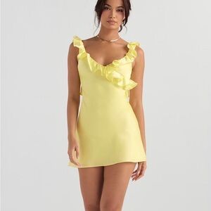House of CB Yellow Ruffle Mini Dress